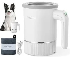 DOGNESS Automatic Dog Paw Cleaner, Electric Paw Washer For Dogs Portable Paw Cleaner Cup, Dog Foot Cleaning Machine USB Rechargeable, Designed For Medium To Large Dogs (White)