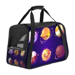 Pet Carrier Space Planets Food Pizza Soft-Sided Pet Travel Carriers For Cats,Dogs Puppy Comfort Portable Foldable Pet Bag Airline Approved