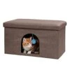 Furhaven Pet House For Indoor Cats & Medium/Small Dogs, Collapsible & Foldable W/ Plush Ball Toy - Living Room Ottoman Cat Condo - Coconut Brown, Large -Zoo Shop 41c5b3DdVoL
