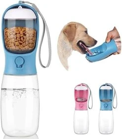 Kytely Dog Water Bottle Large, Portable Pet Water Bottle With Food Container, Leak Proof Travel Dog Water Bottle, Puppy Water Dispenser For Outdoor Walking,Hiking,Travel (19oz Pink) -Zoo Shop 41c67ZOLpTL. AC