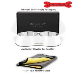 Joy Melody Cat Food And Water Bowl Set With Stand, Anti Vomiting Non Slip Dish For Small Dog, Stainless Steel Elevated Rabbit Feeder, Dishwasher Safe, Whisker Fatigue -Zoo Shop 41cVOOSngXL