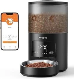Molypet Automatic Cat Feeders - 5G WiFi Pet Feeder With APP Control, 4L Dry Food Dog Feeder With Low Food & Blockage Alarms, 1-10 Meals Per Day, Up To 10s Meal Call For Pets -Zoo Shop 41cf4zrbWhL. AC