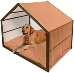 Ambesonne Pineapple Wooden Pet House, Tropical Fruit Pattern Detailed Composition Of Hawaiian Food Summer Season, Indoor & Outdoor Portable Dog Kennel With Pillow And Cover, Small, Apricot Sea Green -Zoo Shop 41cjvTPUdLL. AC