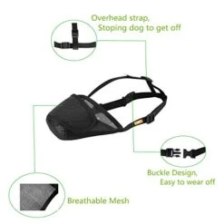Dog Muzzle Mesh With Overhead Strap, No Lick Dog Mask Mouth Guard Muzzle For Dogs Prevent Biting Chewing (M, Black) 14 Dog Muzzle Mesh With Overhead Strap, No Lick Dog Mask Mouth Guard Muzzle For Dogs Prevent Biting Chewing (M, Black) -Zoo Shop 41ckzzhmh3L