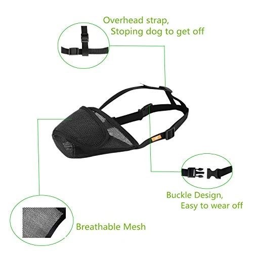 Dog Muzzle Mesh With Overhead Strap, No Lick Dog Mask Mouth Guard Muzzle For Dogs Prevent Biting Chewing (M, Black) 5 Dog Muzzle Mesh With Overhead Strap, No Lick Dog Mask Mouth Guard Muzzle For Dogs Prevent Biting Chewing (M, Black) - Image 3