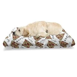 Ambesonne Pizza Pet Bed, Pattern In Hand Drawn Doodle Style Pizzeria Menu Fast Food Delicious Gourmet Eating, Chew Resistant Pad For Dogs And Cats Cushion With Removable Cover, 24" X 39", Multicolor