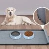 Dog Food Mat - Dog Feeding Mats For Food And Water - 36" X 24" Extra Large Cat Dog Bowl Mat With Pocket For Catches Spill And Residue - Silicone Non Slip Pet Mat With 0.75" High Edges Anti-bite