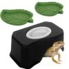 WAYUTO Reptile Hideout With Removable Sink Basin Reptile Hide Cave And 2pcs Leaf Reptile Food Dishes Water Bowl Reptile Feeding Plate For Lizards Geckos Snakes Turtles -Zoo Shop 41dGdZkNM8L