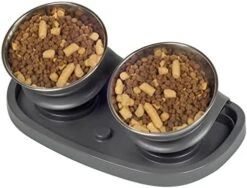 MOCATE Raised Cat And Dog Bowl, Elevated And Tilted Pet Feeding Bowl Set With 2 Stainless Steel Food And Water Bowls(2 * 12oz), Adjustable Non-Slip Plastic Stand -Zoo Shop 41dbt6RaaJL. AC