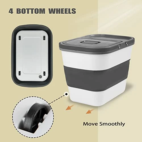 SONKONIA Dog Food Storage Container, 35lbs Collapsible Food Container With Scoop, Food Storage Bin With Airtight Lid For Dog Cat Food, Grey 7 SONKONIA Dog Food Storage Container, 35lbs Collapsible Food Container With Scoop, Food Storage Bin With Airtight Lid For Dog Cat Food, Grey - Image 5