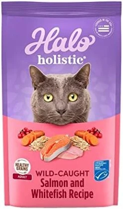 Halo Holistic Cat Food Dry, Wild-caught Salmon And Whitefish Recipe, Complete Digestive Health, Dry Cat Food Bag, Adult Formula, 6-lb Bag -Zoo Shop 41dsRRY3SLL. AC 2