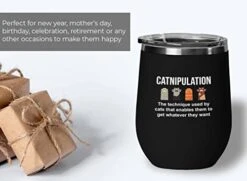 Flairy Land Cat Lady Black Wine Tumbler 12oz - Catnipulation Defiition -Cat Funny Gifts Cat Mom Cat Grandma Pet Paw Kitten Whiskers Cat Lovers Feline Cat Person Cat Rescuer -Zoo Shop 41e8798L1GL