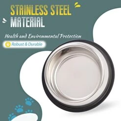 Nicelock Stainless Steel Slanted Dog Bowl(1 Pack), Removable Non-Slip Rubber Ring, Stackable Pet Bowls Feeder & Water Dish(Medium-2.5Cup)