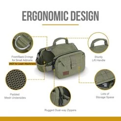 OneTigris Dog Pack Hound Travel Camping Hiking Backpack Saddle Bag Rucksack For Medium & Large Dog (Ranger Green, Large) -Zoo Shop 41eD1HE5G7L