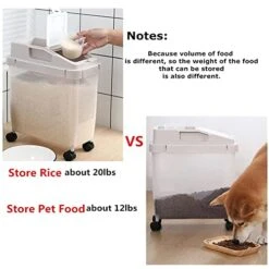 Zaop 20Lb Airtight Rice Storage Container With Wheels Dry Food Cereal Flour Storage Bin, Sealed 12Lb Cat Dog Pet Food Tank Organizer White -Zoo Shop 41eEVcTbejL