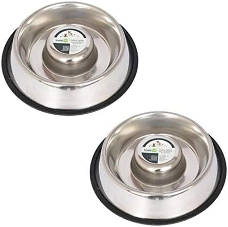 Iconic Pet Set Of 2 Stainless Steel Anti-Skid Slow Feed Pet Bowl For Dogs, Small, 12 Oz, Black 8 Iconic Pet Set Of 2 Stainless Steel Anti-Skid Slow Feed Pet Bowl For Dogs, Small, 12 Oz, Black - Image 6