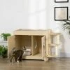 ACQUIRE 3 In 1 Litter Box Enclosure Hidden Kitty House Cat Tree, Cat Washroom Storage Bench With Double Doors, Multiple Layers -Zoo Shop 41eZpsfSPaL