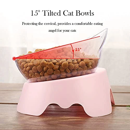 Double Dog Cat Bowls Anti Vomiting, Elevated Cat Food Water Bowls With 15° Tilted Raised Stand Pet Feeder Bowl For Cats And Small Dogs 5 Double Dog Cat Bowls Anti Vomiting, Elevated Cat Food Water Bowls With 15° Tilted Raised Stand Pet Feeder Bowl For Cats And Small Dogs - Image 3