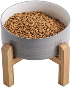 Addogyy Black Elevated/Raised Dog Bowl Ceramic With Wood Stand For Medium Large Breed,Dog Food Water Dish Heavy Wighted, Non Slip Modern Cute Porcelain Pet Bowl Extra Large -Zoo Shop 41eycFszHWL. AC