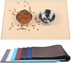 Vivaglory Pet Food Mat Silicone Dog Cat Bowl Mat Non-Stick Food Pad Waterproof Grade Pet Feeding Mat, Grey 19" L X 12" W -Zoo Shop 41f0EdFe7CL. AC