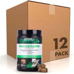 GNC Pets Omega Skin & Coat Dog Supplements For Adult Dogs With Omega Fatty Acids & Flaxseed, 120 Ct| Chicken Flavored Soft Chews For Dogs Skin & Coats With Salmon Oil And Vitamin E (FF15440) -Zoo Shop 41f2ck6BwcL. AC