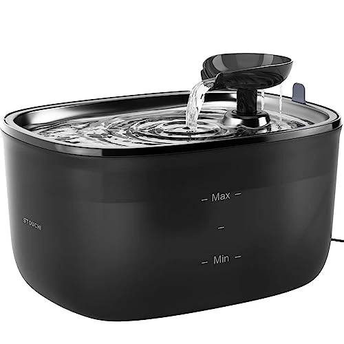 Stouchi Cat Water Fountain 85oz/2.5L, Stainless Steel Pet Water Fountain For Cats Dogs Inside With Led Light, Ultra-Quiet Cat Water Dispenser Bowl, Cat Waterer Fountain For Multiple Pets, Black 3 Stouchi Cat Water Fountain 85oz/2.5L, Stainless Steel Pet Water Fountain For Cats Dogs Inside With Led Light, Ultra-Quiet Cat Water Dispenser Bowl, Cat Waterer Fountain For Multiple Pets, Black