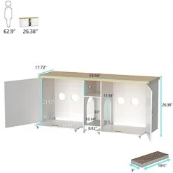 WJFORLION Cat Litter Box Enclosure, Cat Box Furniture Hidden - Hidden Cat Litter Box Furniture For 2 Cats, Large Wood Cat Litter Box Furniture For Living Room, White -Zoo Shop 41fCtpcO8vL