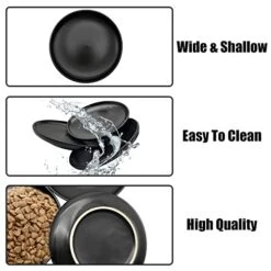 Fhiny 3Pcs Ceramic Shallow Cat Dish, 6 Inch Whisker Fatigue Free Cat Feeder Bowls Food Saucer Minimalist Single Pet Plate Great For Kitten And Kitty Short Legged Munchkin Cat Dishwasher Safe Black 11 Fhiny 3Pcs Ceramic Shallow Cat Dish, 6 Inch Whisker Fatigue Free Cat Feeder Bowls Food Saucer Minimalist Single Pet Plate Great For Kitten And Kitty Short Legged Munchkin Cat Dishwasher Safe Black -Zoo Shop 41fEVSM9c7L