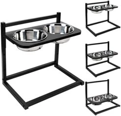 Emfogo Dog Food Bowls Raised Dog Bowl Stand Feeder Adjustable Elevated 3 Heights 5in 9in 13in With Stainless Steel Food Elevated Dog Bowls For Large Dogs And Cats 16.5x16 Inch,Patented 20 Emfogo Dog Food Bowls Raised Dog Bowl Stand Feeder Adjustable Elevated 3 Heights 5in 9in 13in With Stainless Steel Food Elevated Dog Bowls For Large Dogs And Cats 16.5x16 Inch,Patented -Zoo Shop 41fOOrUAWgL. AC