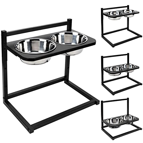 Emfogo Dog Food Bowls Raised Dog Bowl Stand Feeder Adjustable Elevated 3 Heights 5in 9in 13in With Stainless Steel Food Elevated Dog Bowls For Large Dogs And Cats 16.5x16 Inch,Patented 3 Emfogo Dog Food Bowls Raised Dog Bowl Stand Feeder Adjustable Elevated 3 Heights 5in 9in 13in With Stainless Steel Food Elevated Dog Bowls For Large Dogs And Cats 16.5x16 Inch,Patented