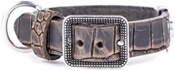 MyFamily Adjustable Dog Collar In Genuine Italian Made Leather, Antique Silver Metallic Finish, Comfortable And Durable, Handmade, Tucson Collection -Zoo Shop 41fQ1f3JP9L. AC