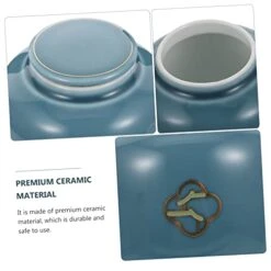 HOMSFOU 5 Pcs Urn Tea Decoration Storage Containers Small Storage Container Round Container With Lid Small Ceramics Urn Pet Memorial Pet Cremation Urns Ceramics Blue Cat Ash Urn Mini -Zoo Shop 41fmzOFE38L