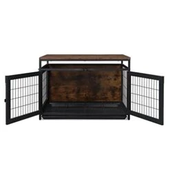 37.4in Heavy Duty Wooden Large Furniture Dog Crate Indoor End Side Table With 3 Doors, Decorative Furniture Stylish Dog Kennel Cage Inside 37.4" L X 22" W X 25.6" H