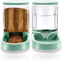 Lucky-M Pets Automatic Feeder And Waterer Set,Dogs Cats Food Feeder 3.8L,2 In 1 Water Dispensers For Small Medium Big Pets (B-Gray) -Zoo Shop 41gdzXeH3sL. AC