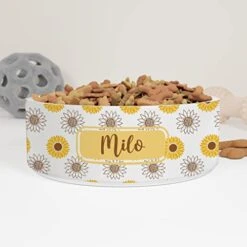 GENERIC Personalized Pet Bowl, Flowers Pattern Bowl With Name, Custom Dog Cat Pet Bowls Available In Two Sizes, Gift For Pets