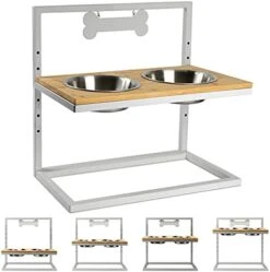 Elevated Dog Bowls Adjustable To 3 Heights With Marker, Antirust Stainless Steel Frame Raise Pet Feeder For Dog, Update Break-Resistant/Safe Melamine Food And Water Bowls, Black - Patented -Zoo Shop 41hLPPeEeUS. AC