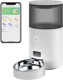 Upgrade Automatic Cat Feeders For Cats And Dogs, 2.4G WiFi Smart Pet Feeder With APP Control, 2.5L Pet Dry Food Dispenser With Food Shortage Sensor And Stainless Steel Bowl