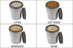 Mighty Tuff 5 Gallon / 21 Pound Pet Food Storage Container, Pack Of 2 With Metal Handle And Airtight Lid To Lock In Freshness, Light Grey Base & Dark Grey Lid -Zoo Shop 41hYnLKmMVL