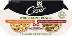 Cesar Wholesome Bowls Adult Soft Wet Dog Food Variety Pack, Beef, Chicken, Carrots, Barley & Green Beans Recipe And Chicken, Apple & Sweet Potato Recipe, (6) 3 Oz. Bowls -Zoo Shop 41hdwNupGNL. AC