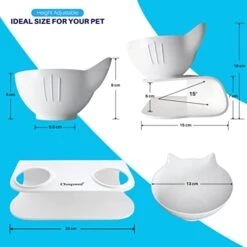 Cat Bowls, Raised Cat Bowl With Stand | Anti Vomiting Choking | Perfect Elevated & Tilted For Kittens Cats Small Dogs | Great For Water, Dry Wet Food Feeding Station | Double Plastic White Bowls -Zoo Shop 41hvYQ3m0RL