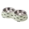 Balacoo Metal Dog Bowls Feeder Feeder Feeder Pet Water Food Feeder Stainless Steel Dog Dinner Double Bowl Decorative Eating Drinking Cup For Dog Cat Puppy Kitten Dark Green Moultrie Feeder -Zoo Shop 41i4ikuYWVL