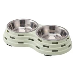 Balacoo Metal Dog Bowls Feeder Feeder Feeder Pet Water Food Feeder Stainless Steel Dog Dinner Double Bowl Decorative Eating Drinking Cup For Dog Cat Puppy Kitten Dark Green Moultrie Feeder