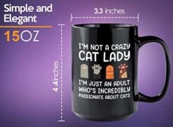 Flairy Land Cat Lady Coffee Mug 15oz Black - Passionate About Cats -Cat Paw Cat Parents Cat Mama Cat Lover Kitties Purr Feline Mom -Zoo Shop 41i7XFBDueL