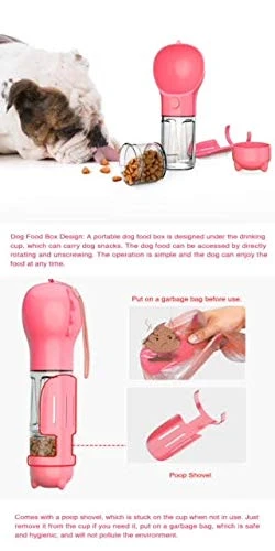 GENERIC 4-in-1 Portable Pet Bowl With Dog Waste Bags: Travel Dispenser For Outdoors Pet With Dog Water Dispenser, Food Box, Waste Bag Storage, Poop Shovel. (Pink) 5 GENERIC 4-in-1 Portable Pet Bowl With Dog Waste Bags: Travel Dispenser For Outdoors Pet With Dog Water Dispenser, Food Box, Waste Bag Storage, Poop Shovel. (Pink) - Image 3