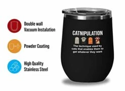 Flairy Land Cat Lady Black Wine Tumbler 12oz - Catnipulation Defiition -Cat Funny Gifts Cat Mom Cat Grandma Pet Paw Kitten Whiskers Cat Lovers Feline Cat Person Cat Rescuer -Zoo Shop 41iecdTA50L