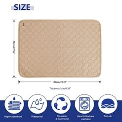 SONGBIRDTH 2Pcs Dog Training Pads Washable Waterproof Dog Pad, Reusable Travel Mats With Anti-Slip Bottom For Puppies Cats Rabbits Khaki M