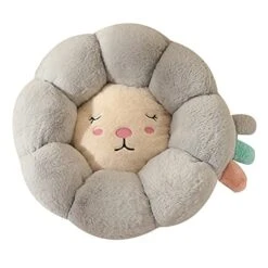 JENPECH Round Flower Shape Plush Cats Bed House Cats Mat Winter Warm Sleeping Cats Nests Soft Dog Basket Pet Cushion Portable Pet Supplies Grey L