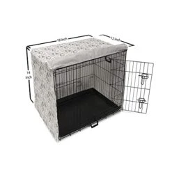 Ambesonne Food Dog Crate Cover, Outline Drawing Of Pepper Pumpkin Tomato Radish Lettuce Carrot And Cucumber, Easy To Use Pet Kennel Cover For Small Dogs Puppies Kittens, 18 Inch, White And Pale Grey -Zoo Shop 41jNHLMgLxL