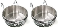 MLCINI Hanging Pet Bowl Dog Crate Bowl Dog Kennel Bowl 3 Size 2 Pack Non Spill Stainless Steel Food Water Bowls Bunny Feeder With Hook For Dogs Cats In Crate Cage Kennel (S/18 Ounce)