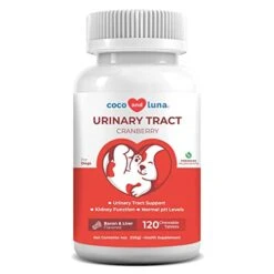 Cranberry For Dogs - 120 Chewable Tablets - Urinary Tract Support, Bladder Support For Dogs, Dog UTI, Bladder Stones, Dog Incontinence Support, Cranberry Supplement For Dogs